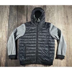 Roper Mens Down Puffer Hooded Jacket Coat Mens Large Black Full Zip Hood